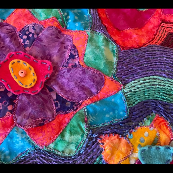 Whimsical HAND DESIGNED LEVI upcycled Jean jacket. Boho unique colorful! - Picture 3 of 11